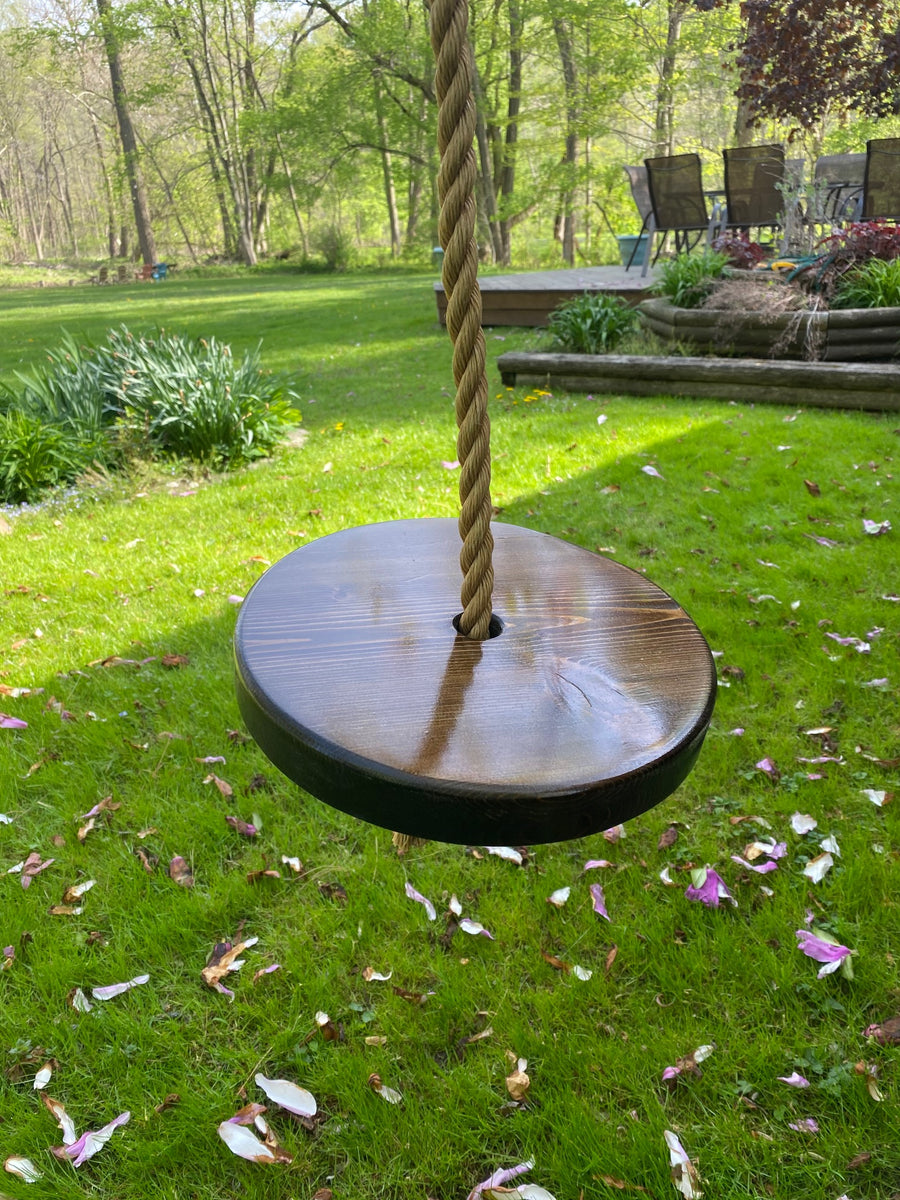 Customized or Blank Round Wooden Rope Swing – Burnt Timber